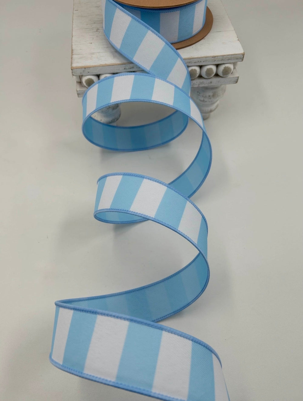 Light Blue Horizontal Stripe With Blue Backing Wired Ribbon - 1.5" - Greenery MarketWired Ribbon9335W-311-38E