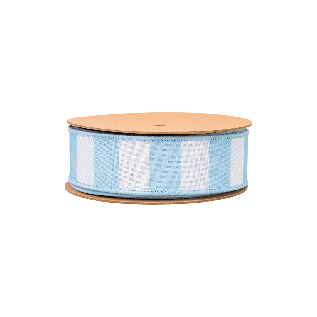 Light Blue Horizontal Stripe With Blue Backing Wired Ribbon - 1.5" - Greenery MarketWired Ribbon9335W-311-38E