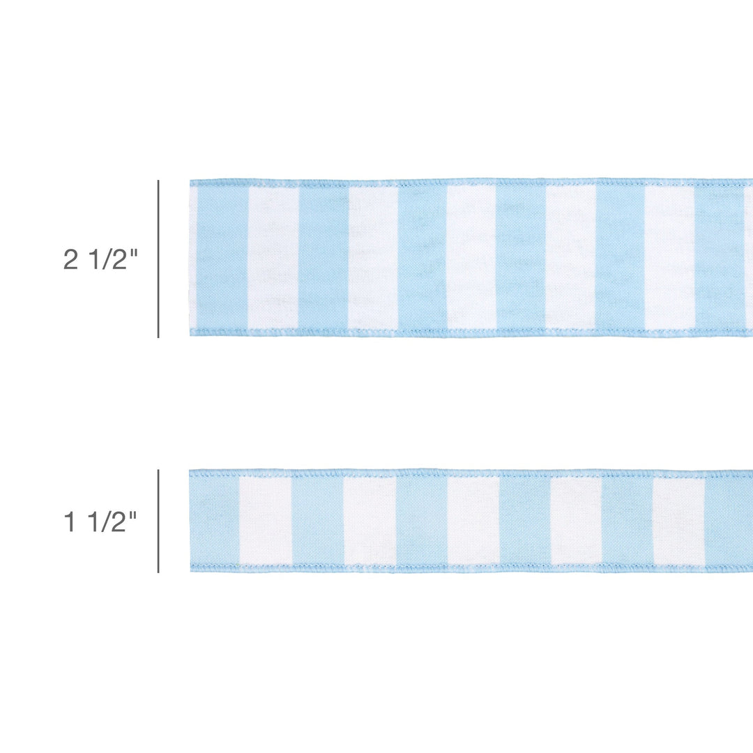 Light Blue Horizontal Stripe With Blue Backing Wired Ribbon - 1.5" - Greenery MarketWired Ribbon9335W-311-38E