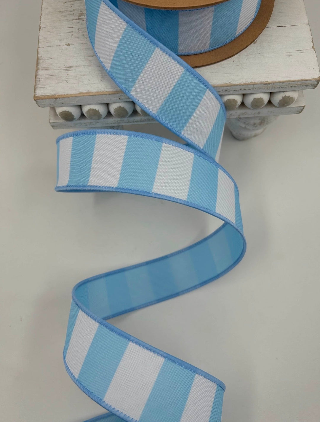 Light Blue Horizontal Stripe With Blue Backing Wired Ribbon - 1.5" - Greenery MarketWired Ribbon9335W-311-38E