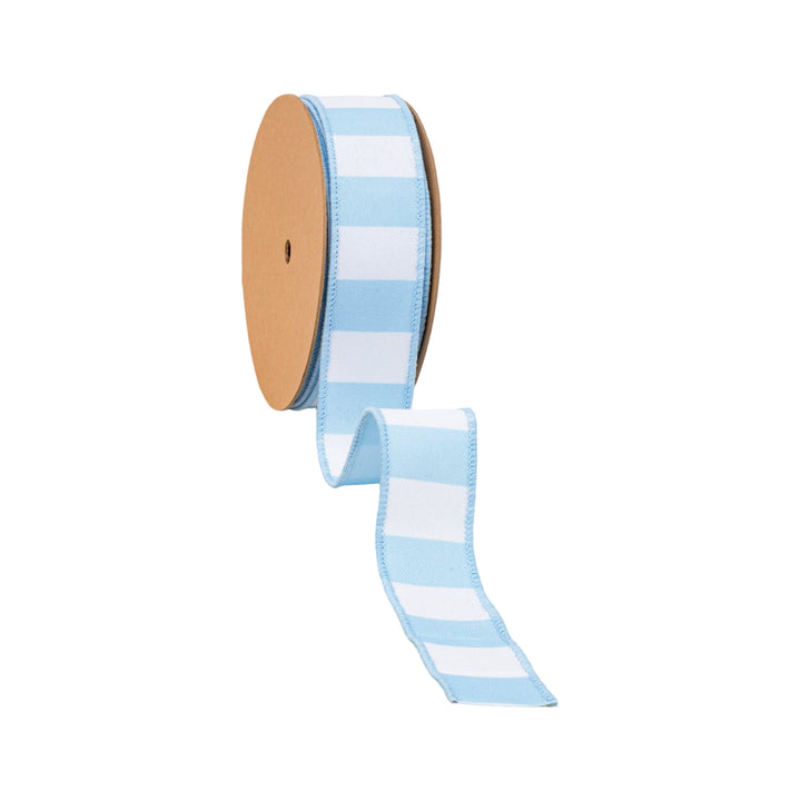 Light Blue Horizontal Stripe With Blue Backing Wired Ribbon - 1.5" - Greenery MarketWired Ribbon9335W-311-38E
