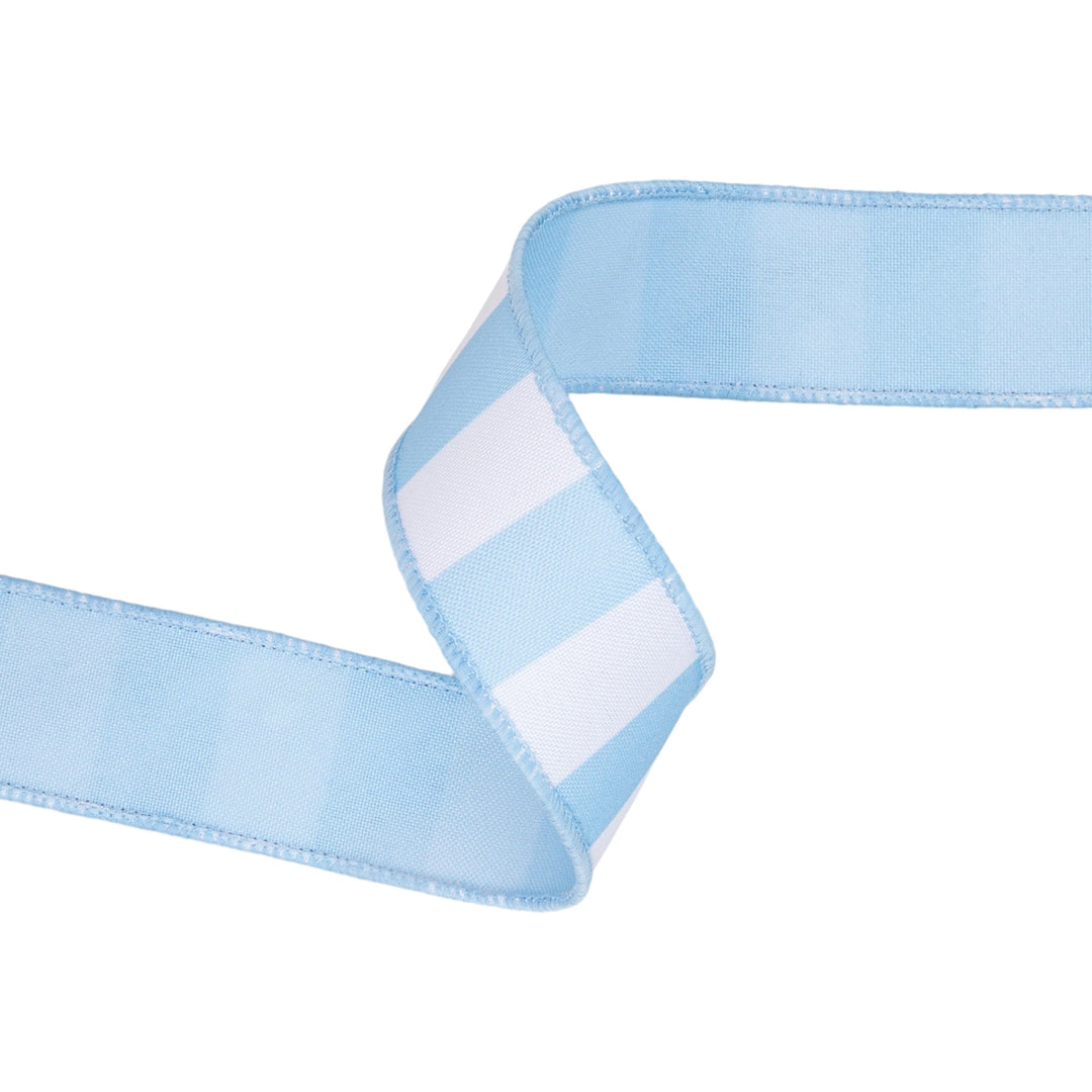 Light Blue Horizontal Stripe With Blue Backing Wired Ribbon - 1.5" - Greenery MarketWired Ribbon9335W-311-38E