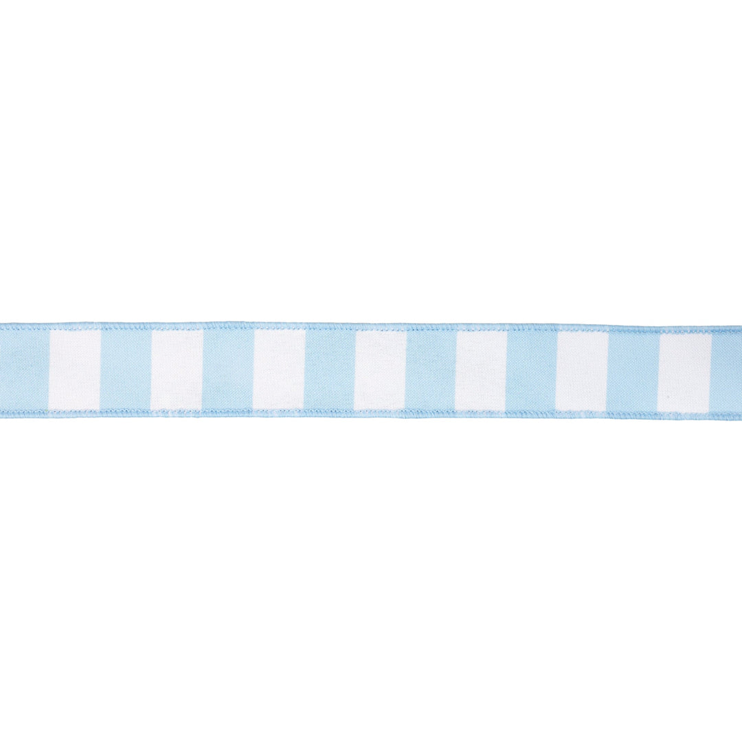 Light Blue Horizontal Stripe With Blue Backing Wired Ribbon - 1.5" - Greenery MarketWired Ribbon9335W-311-38E