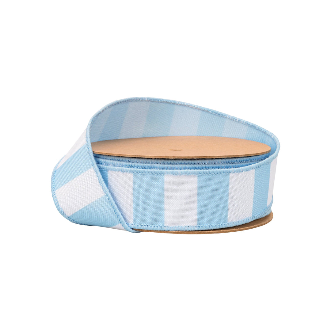Light Blue Horizontal Stripe With Blue Backing Wired Ribbon - 1.5" - Greenery MarketWired Ribbon9335W-311-38E