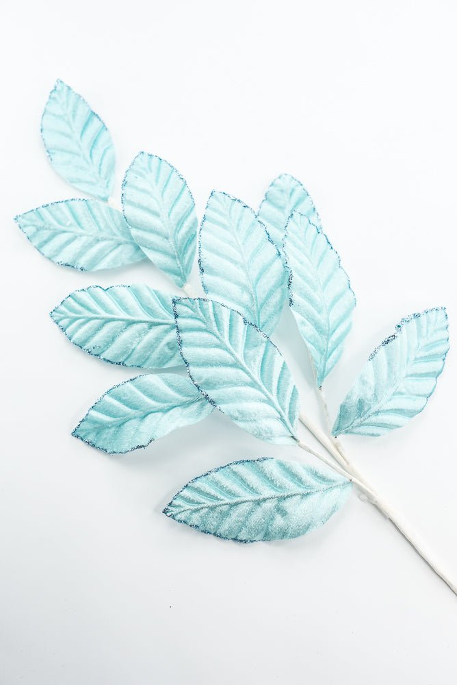 Light Blue Velvet Magnolia Leaf Spray - Greenery Market85361LTBL