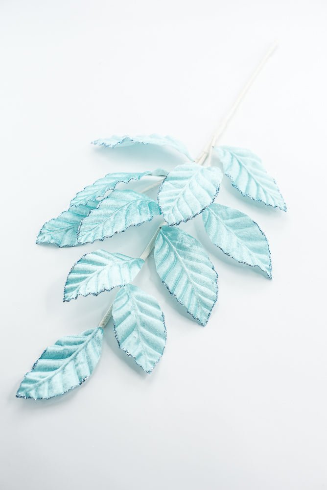Light Blue Velvet Magnolia Leaf Spray - Greenery Market85361LTBL