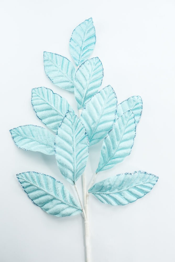 Light Blue Velvet Magnolia Leaf Spray - Greenery Market85361LTBL