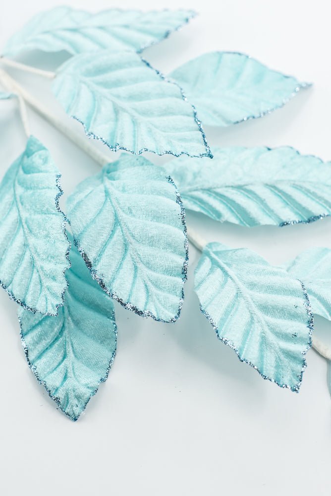 Light Blue Velvet Magnolia Leaf Spray - Greenery Market85361LTBL