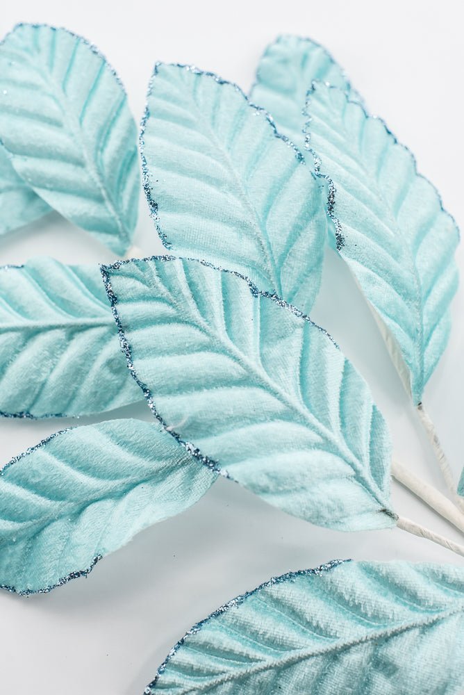 Light Blue Velvet Magnolia Leaf Spray - Greenery Market85361LTBL