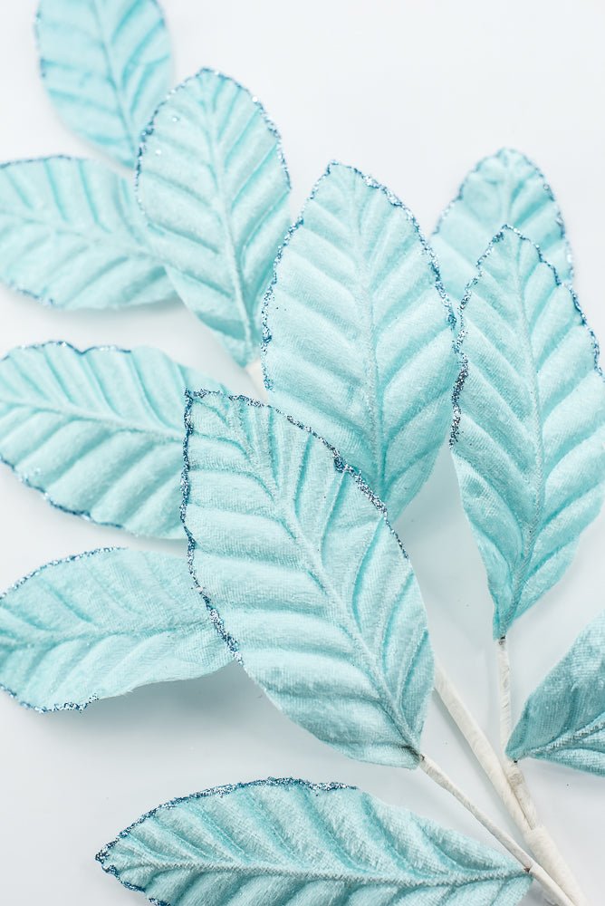 Light Blue Velvet Magnolia Leaf Spray - Greenery Market85361LTBL