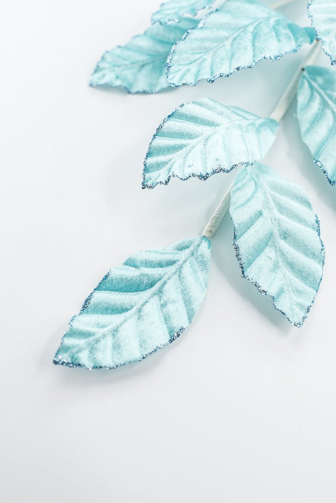 Light Blue Velvet Magnolia Leaf Spray - Greenery Market85361LTBL