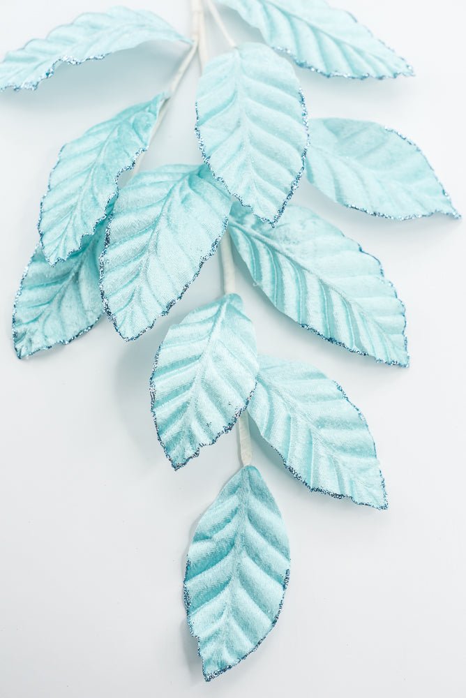 Light Blue Velvet Magnolia Leaf Spray - Greenery Market85361LTBL