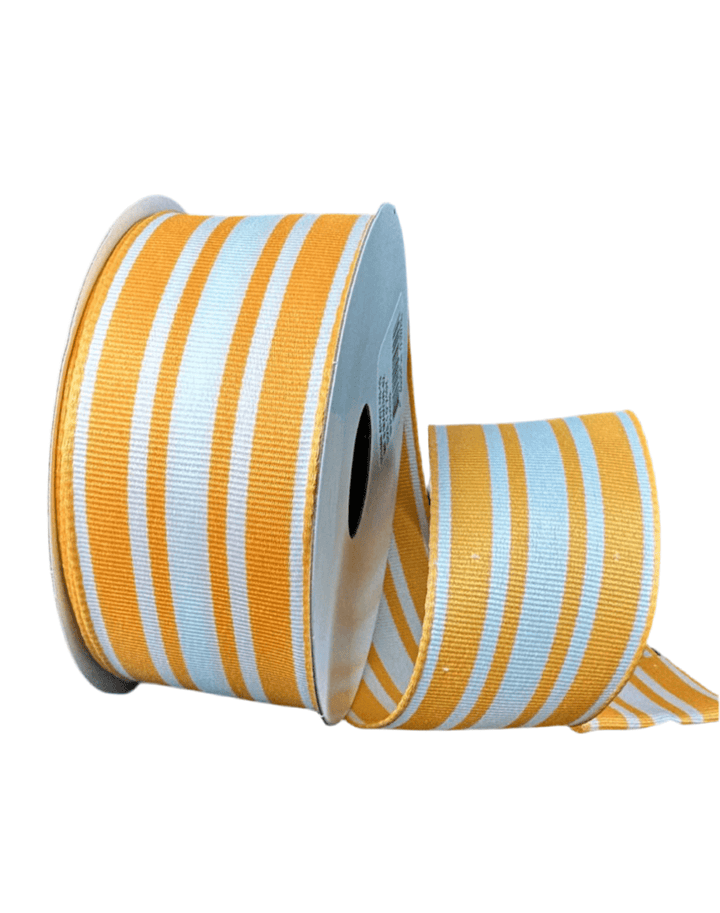 Light Orange And White Stripe Wired Ribbon - Greenery Marketwired ribbon47507 - 09 - 19