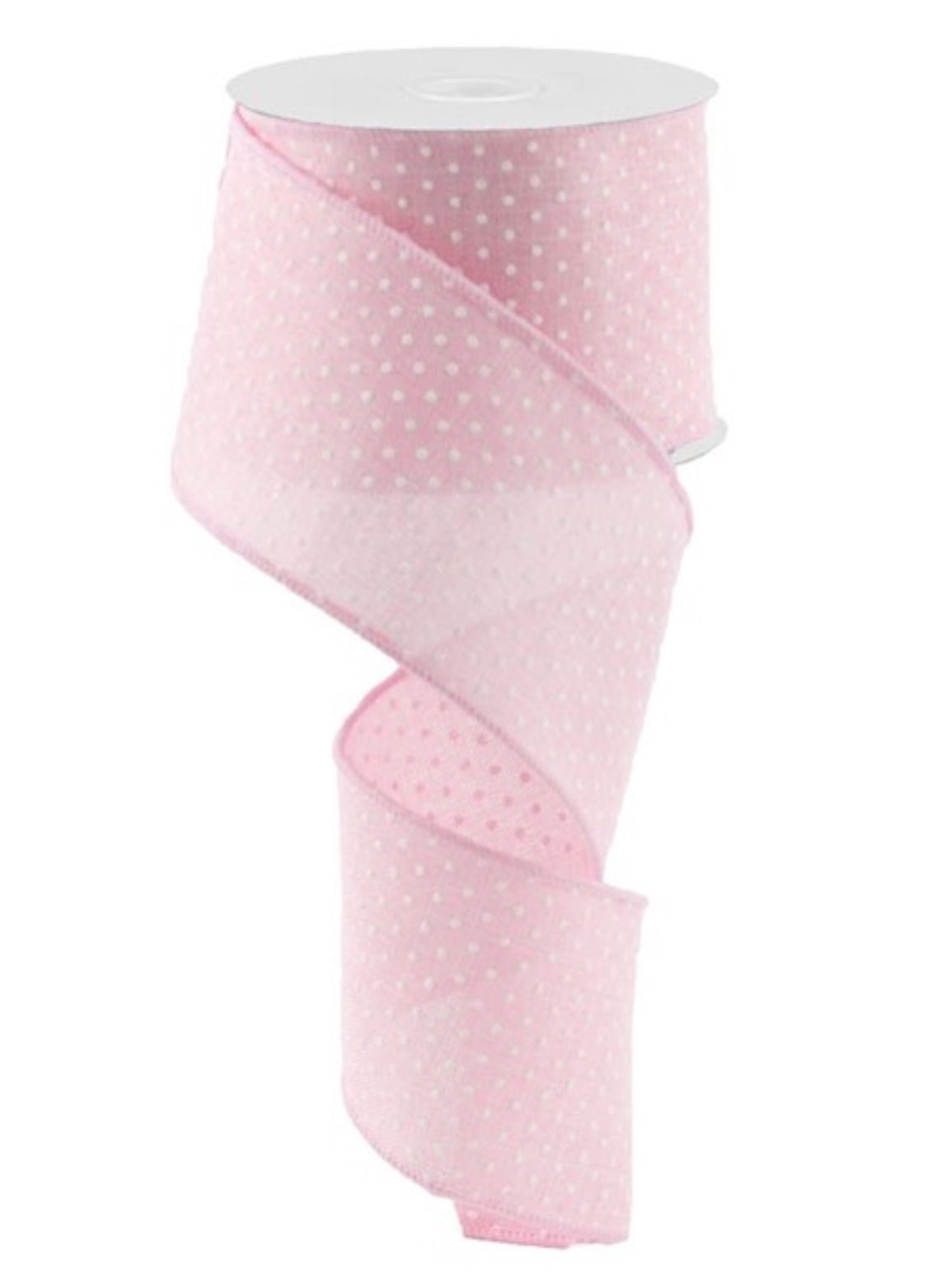 Light Pink and white Swiss dots on royal 2.5” - Greenery MarketWired ribbonRG0165215