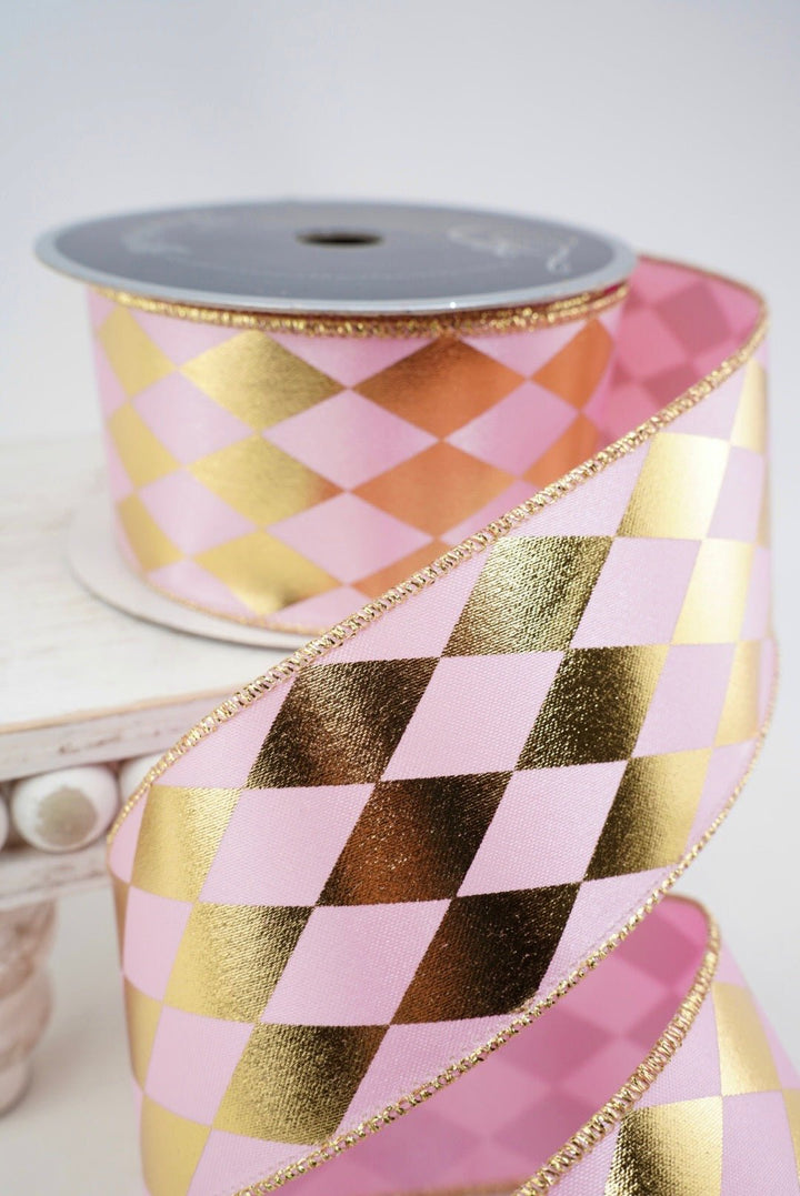 Light Pink Frolly Harlequin Farrisilk Wired Ribbon - 2.5" - Greenery MarketRibbons & TrimRS266-14