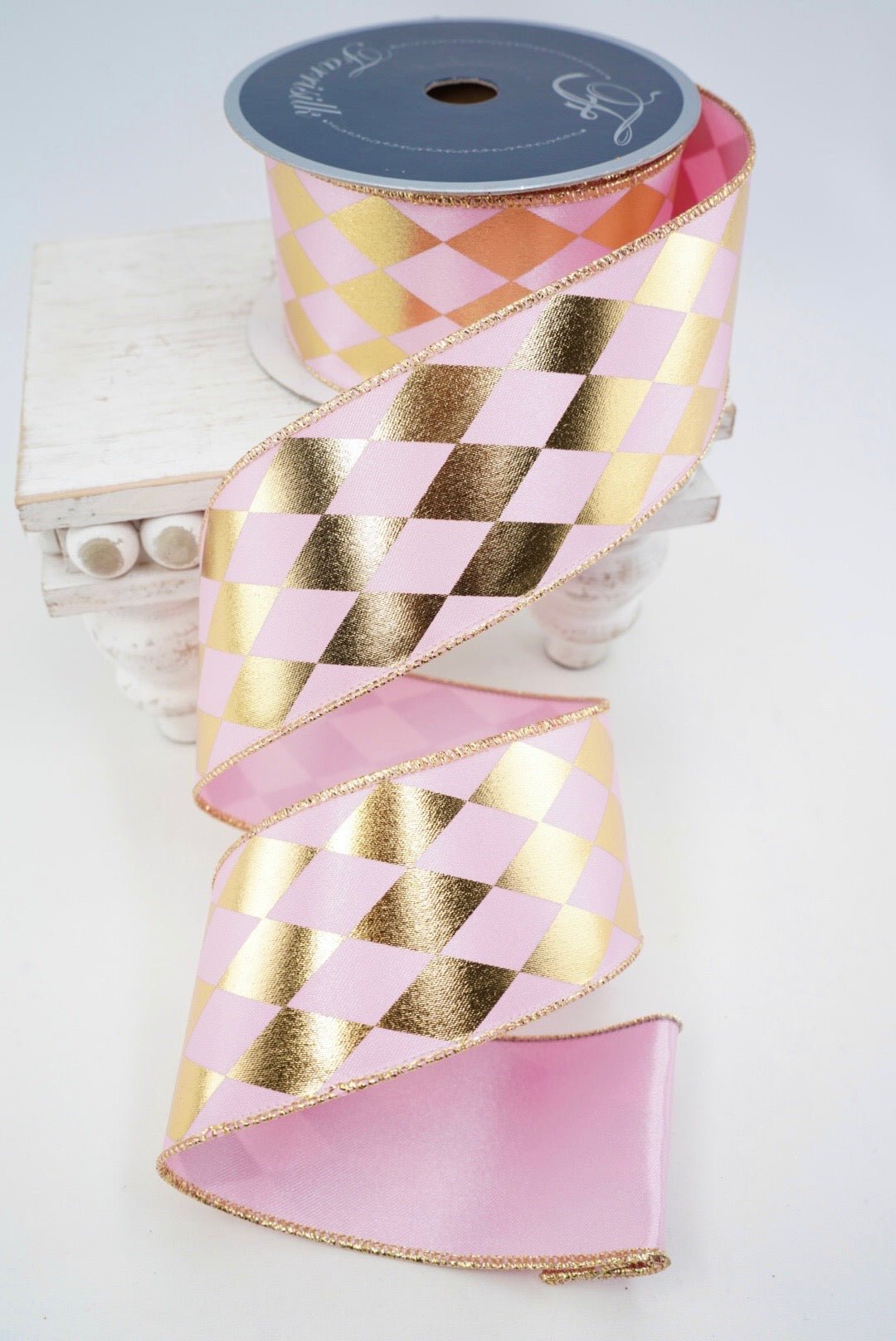 Light Pink Frolly Harlequin Farrisilk Wired Ribbon - 2.5" - Greenery MarketRibbons & TrimRS266-14