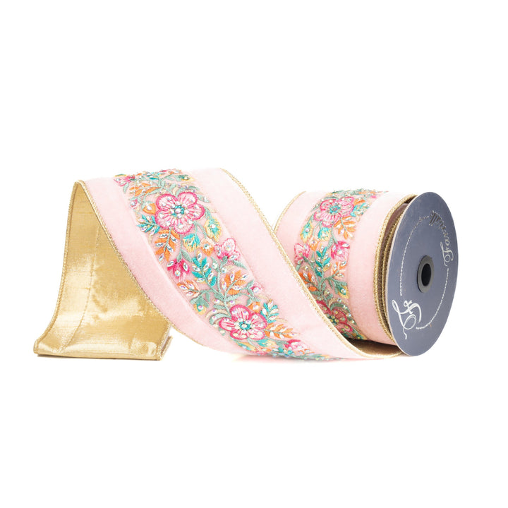 Light Pink Plush Mystic Garden Farrisilk Wired Ribbon - 4" - Greenery MarketRK795-14