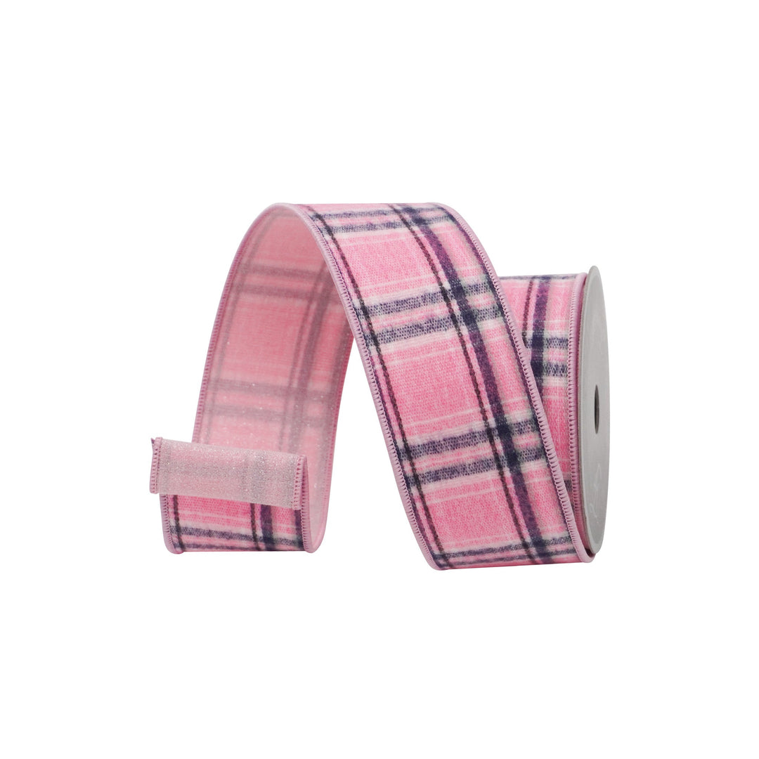 Light Pink Posh Plaid Farrisilk Wired Ribbon - 2.5" - Greenery MarketRS244 - 14