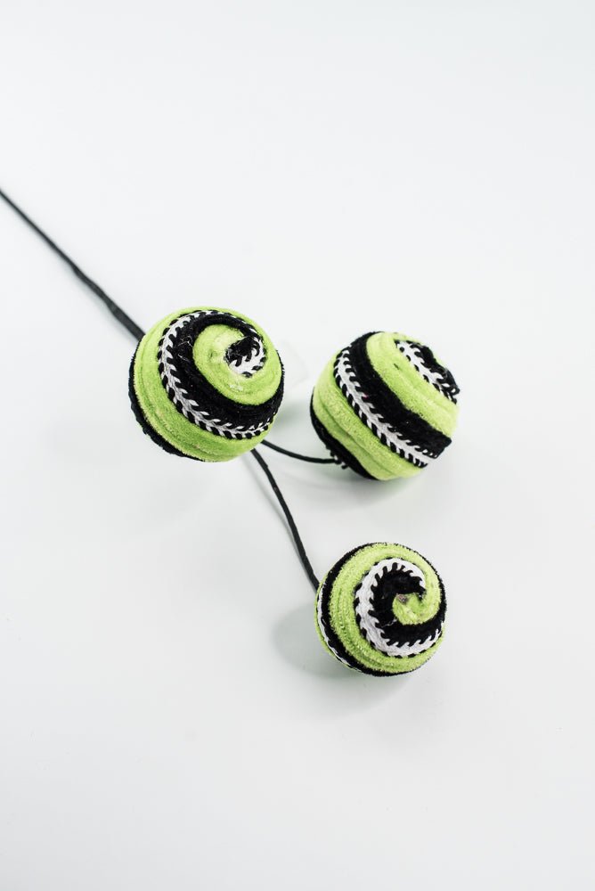 Lime Green and Black Stripe Velvet Ball Spray - Greenery Market57246GNBK