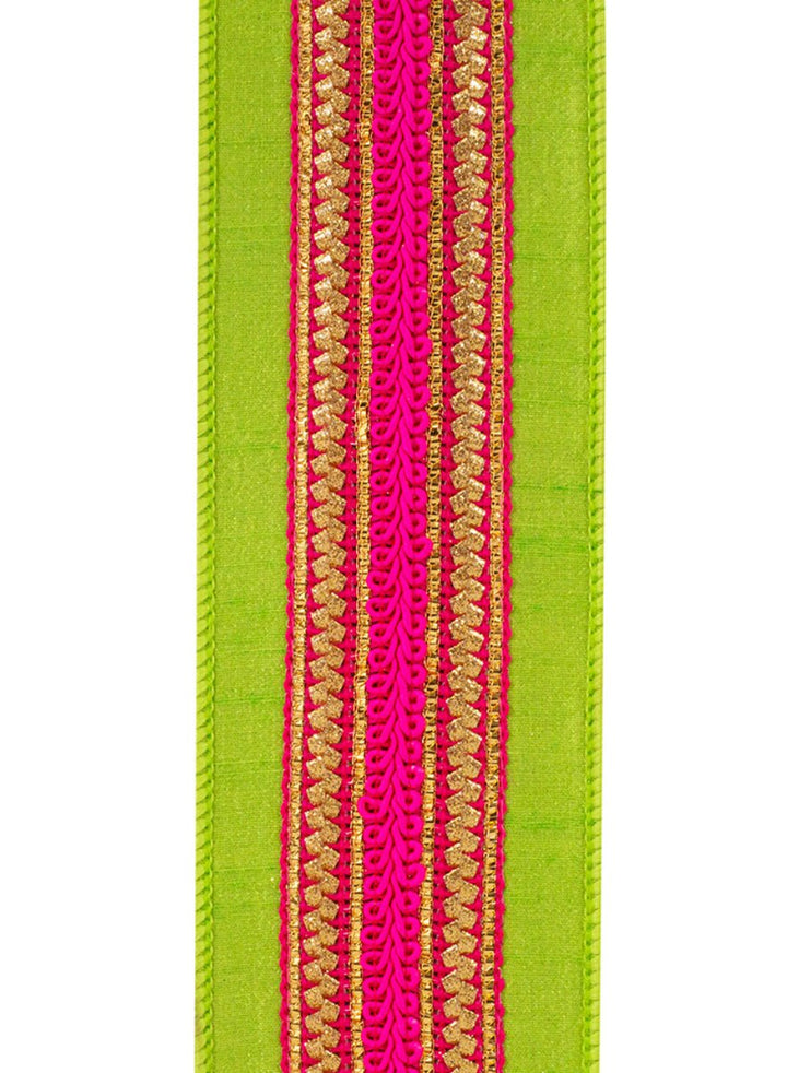 Lime Green With Bright Pink Trim Wired Ribbon 2.5” - Greenery MarketRibbons & Trim94431W - 360 - 40D