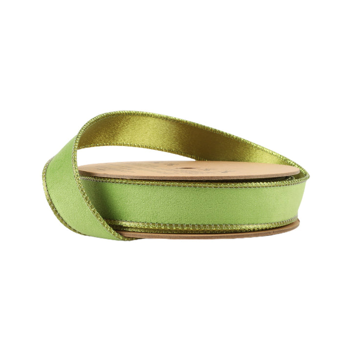 Lime & Shimmer Reversible Classic Velvet Wired Ribbon - 1" - Greenery Market7115W - 544 - 25E