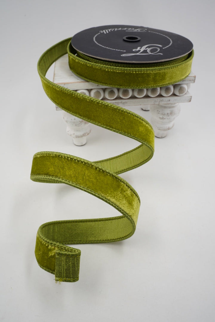 Lime Velvet Farrisilk Wired Ribbon - 1" - Greenery MarketRG008-61