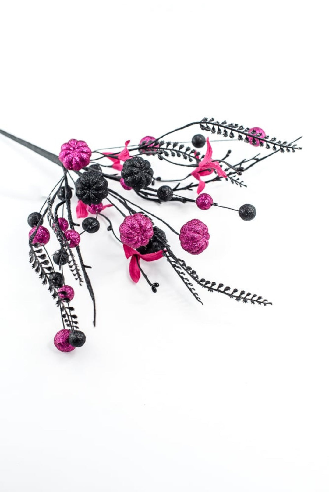 Magenta Pink and Black Glitter Pumpkin Ball Pick - Greenery Market57228BTBK
