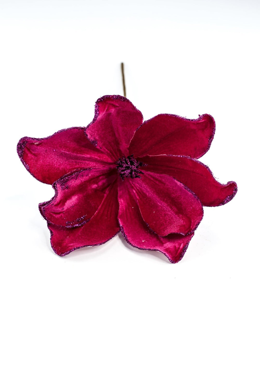 Magenta velvet, artificial, magnolia with glittered center - Greenery Marketartificial flowers85318BT