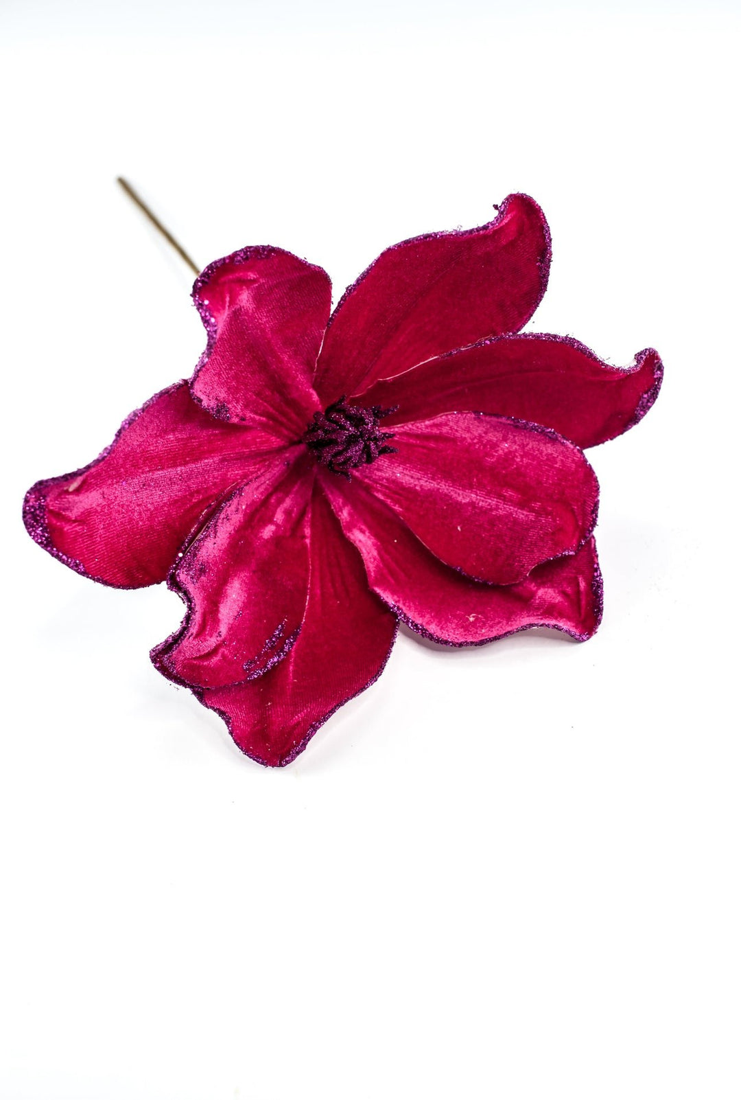 Magenta velvet, artificial, magnolia with glittered center - Greenery Marketartificial flowers85318BT