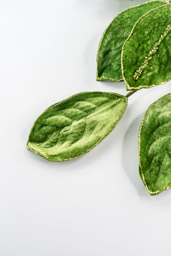 Magnolia leaves velvet spray - bright green - Greenery MarketXF651 - G