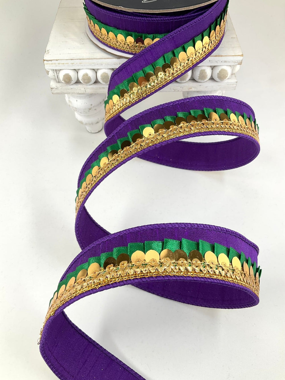 Mardi Gras Festive Frills Farrisilk Wired Ribbon - 1" - Greenery MarketRK783-58