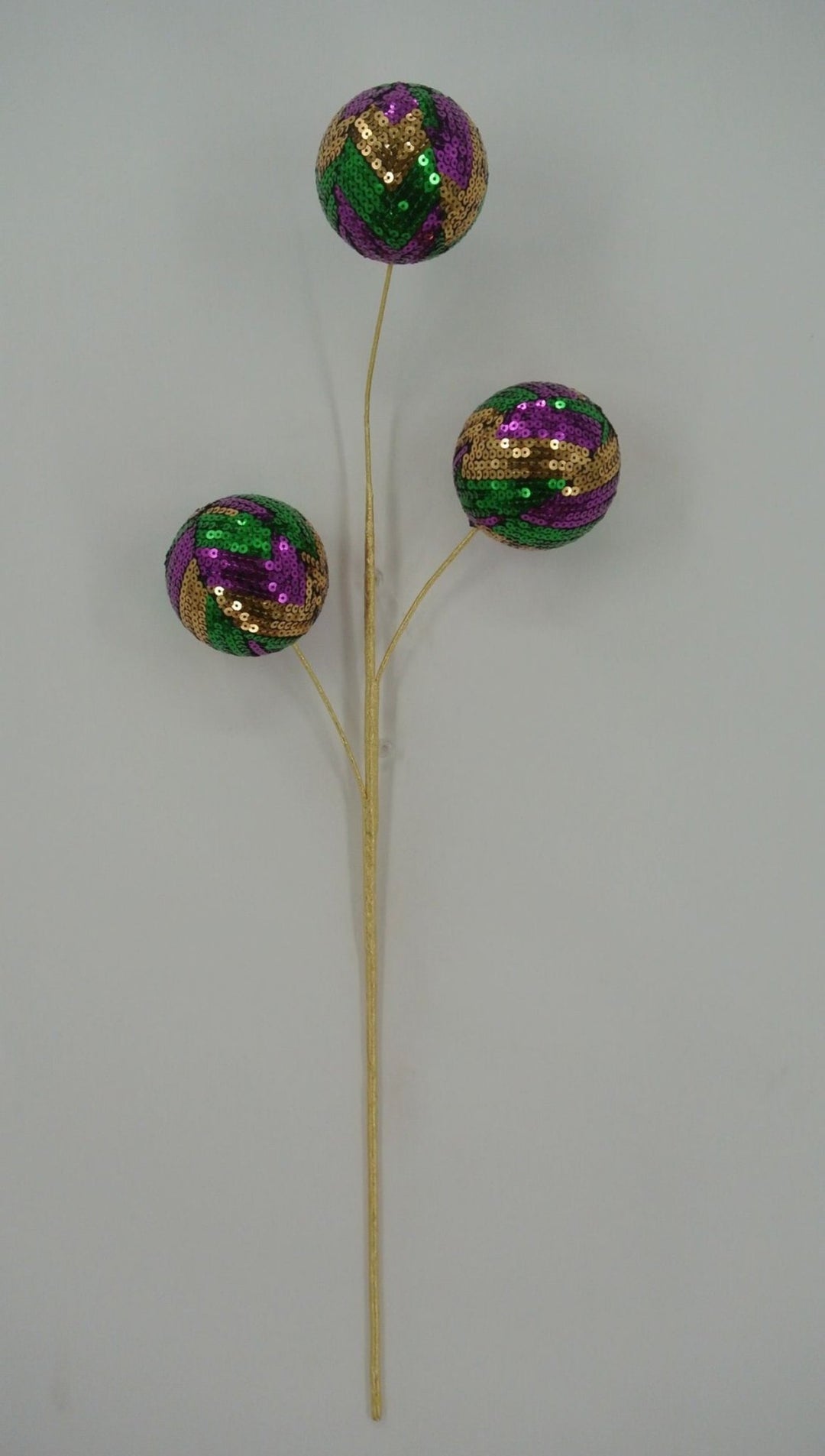 Mardi Gras Gold, Green, And Purple Sequin Ball Spray - Greenery Market40353-GOLDGNPU