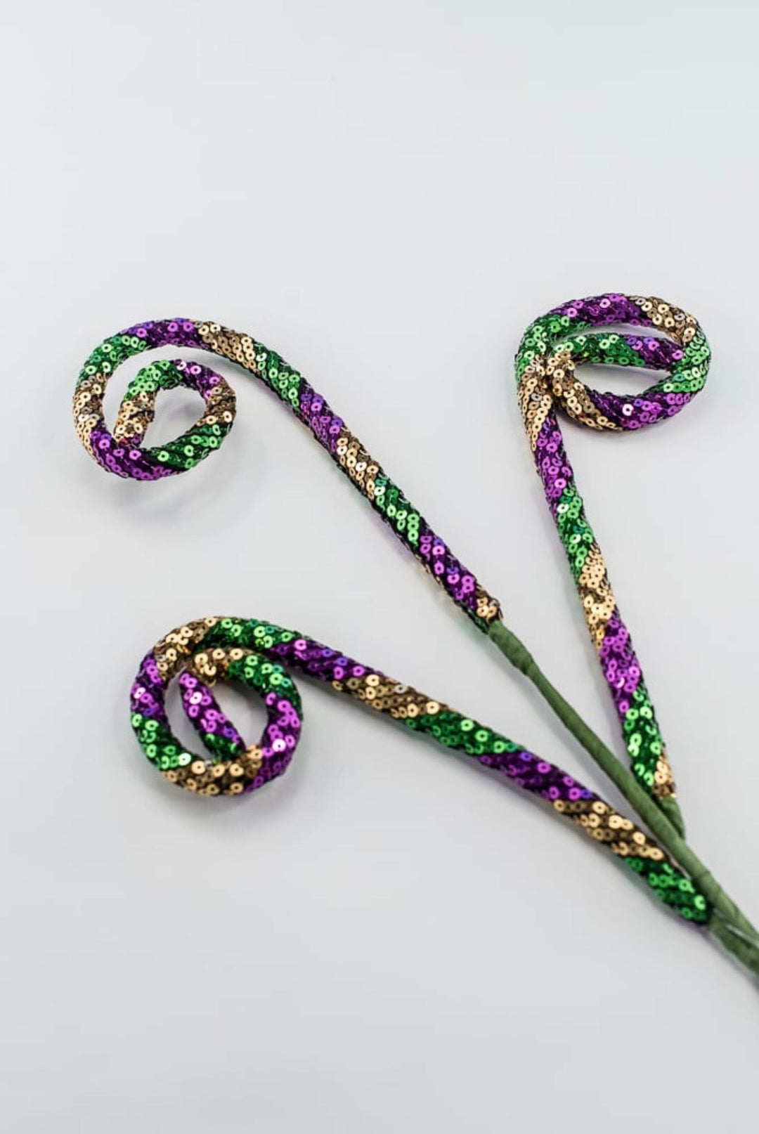 Mardi Gras Gold, Green, And Purple Sequin Spiral Curly - Greenery Market40354-GOLDGNPU