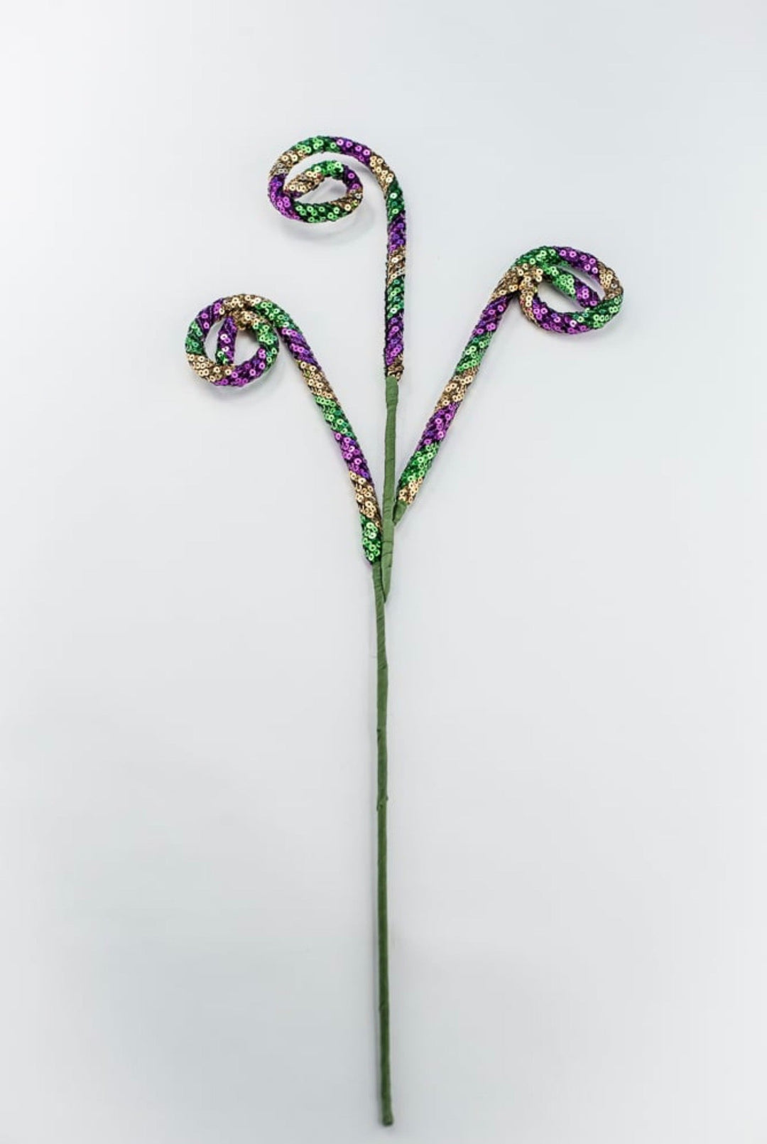 Mardi Gras Gold, Green, And Purple Sequin Spiral Curly - Greenery Market40354-GOLDGNPU
