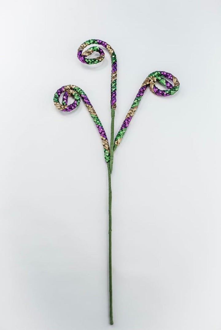 Mardi Gras Gold, Green, And Purple Sequin Spiral Curly - Greenery Market40354-GOLDGNPU