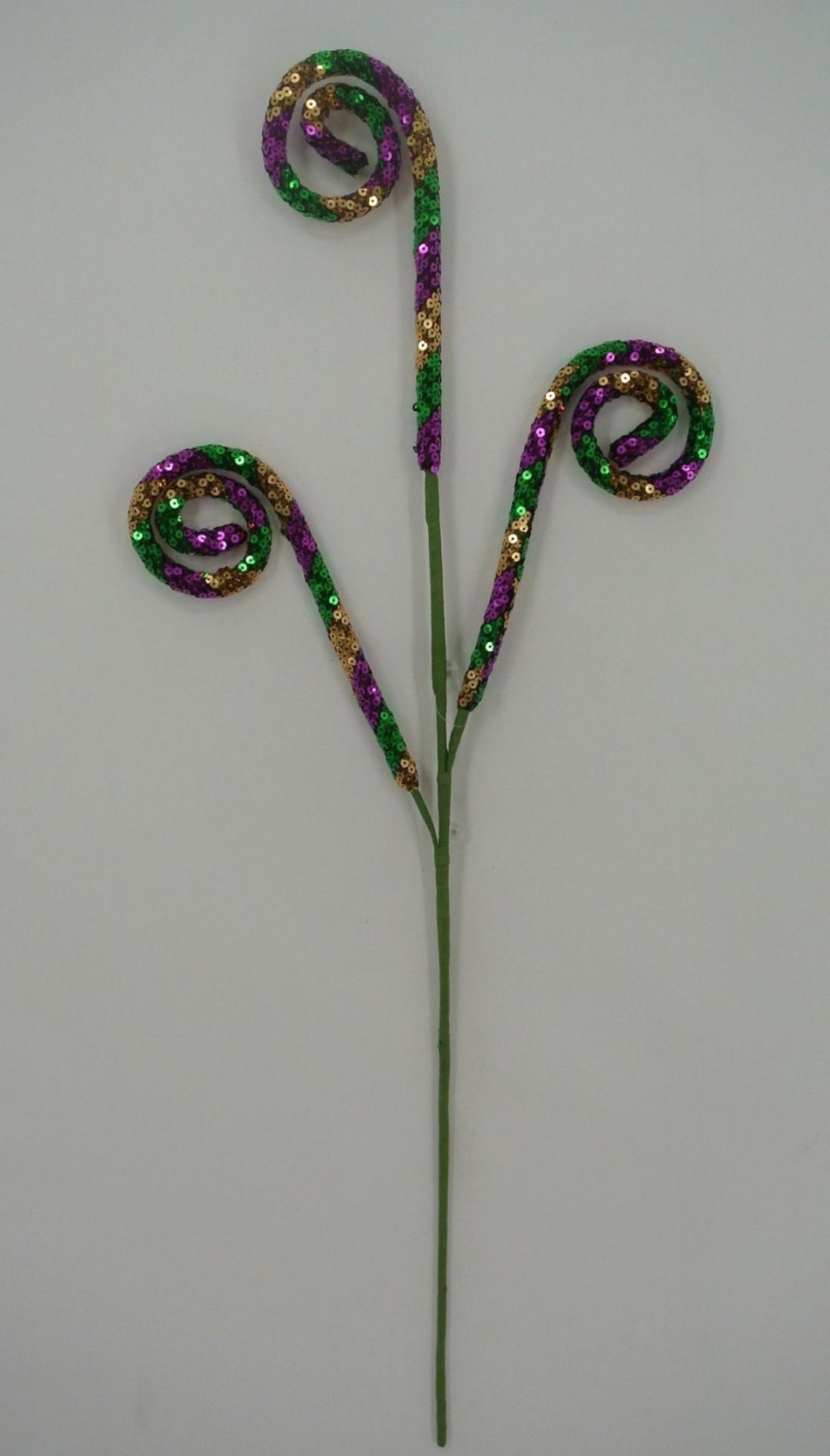 Mardi Gras Gold, Green, And Purple Sequin Spiral Curly - Greenery Market40354-GOLDGNPU