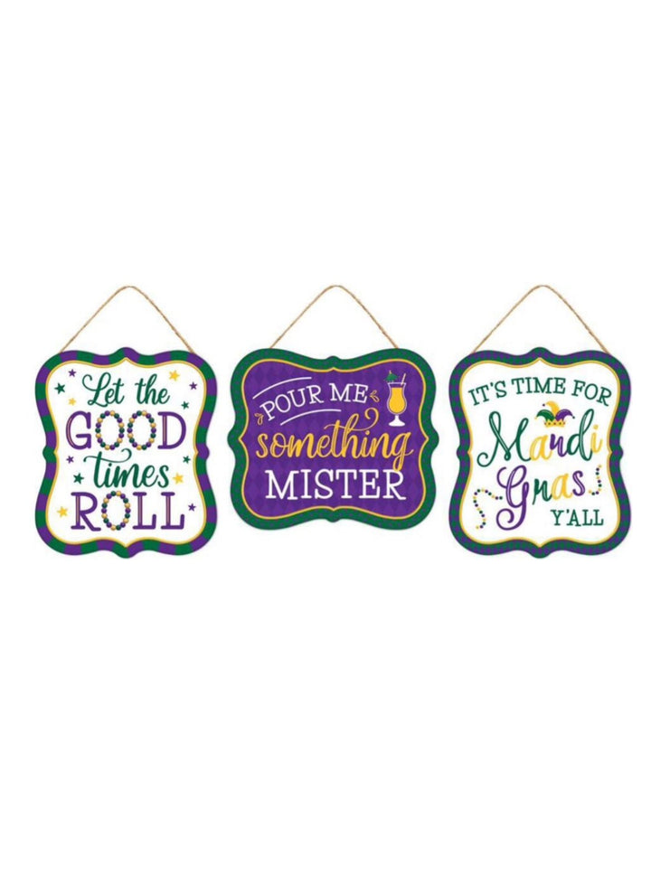 Mardi Gras metal signs x 3 - Greenery MarketsignsMD1040