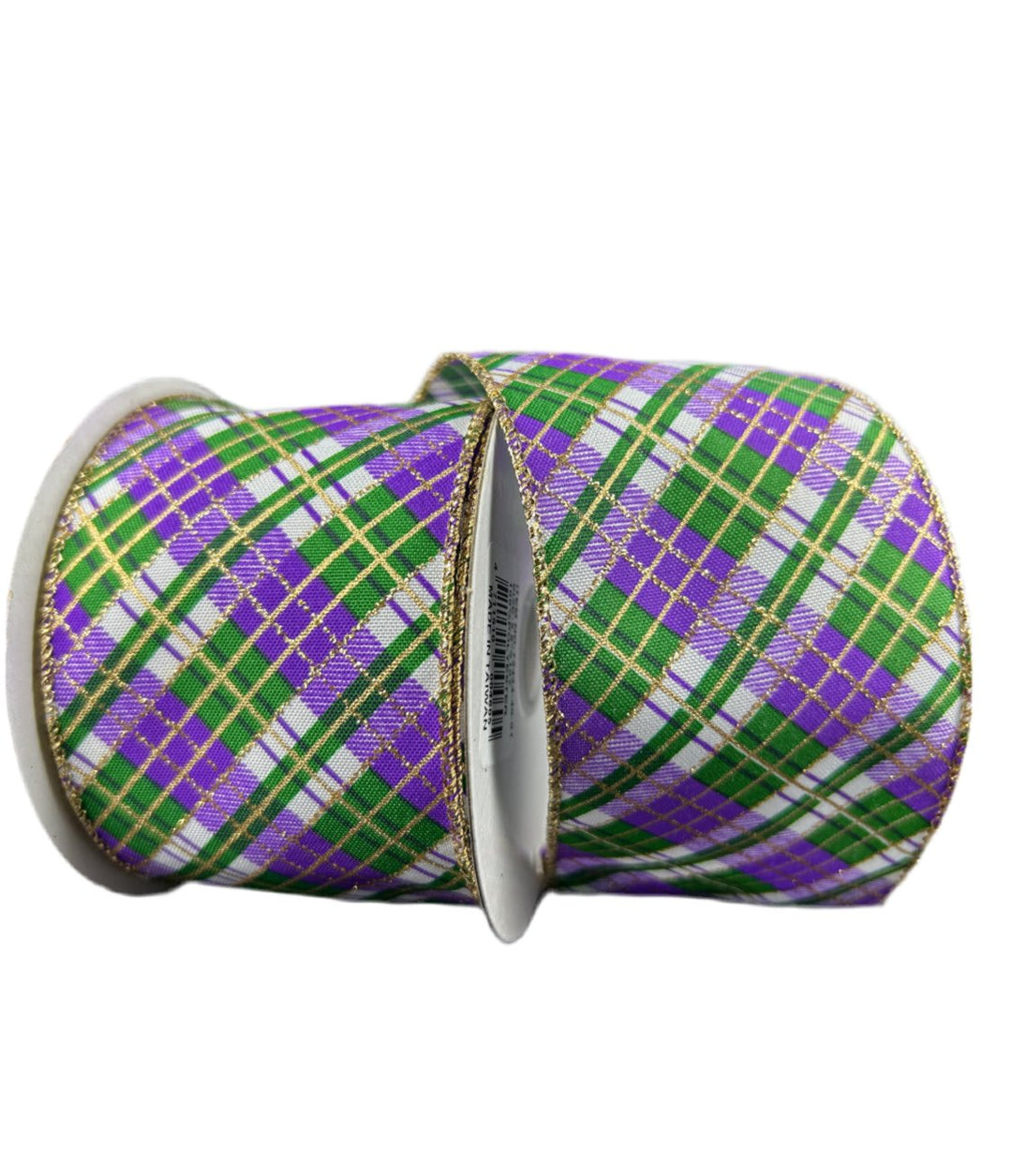 Mardi Gras plaid wired ribbon 2.5” - Greenery MarketWired ribbon72424 - 40 - 01