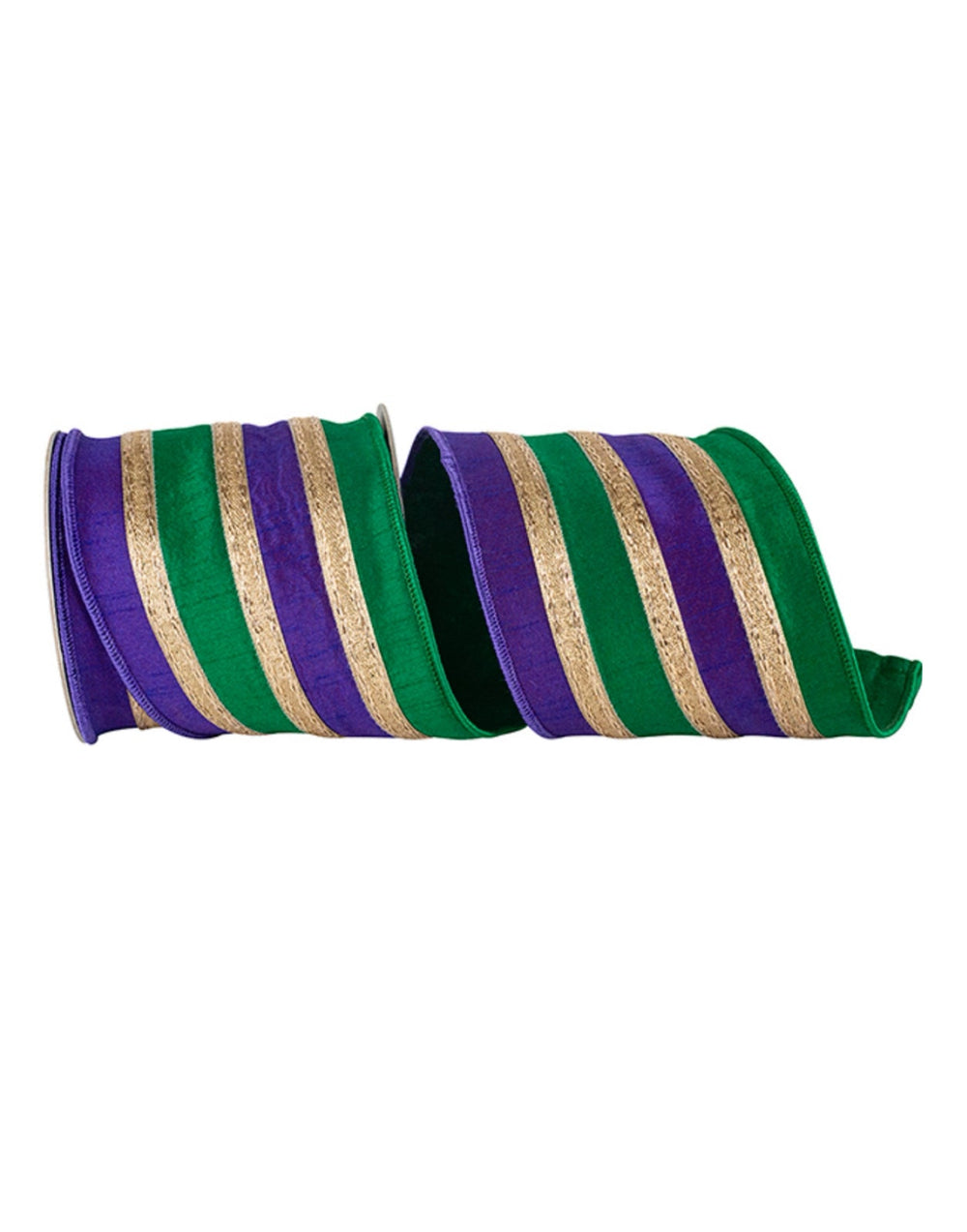 Mardi Gras Stripe Wired Ribbon 4” - Greenery MarketWired ribbon94509W-321-10D