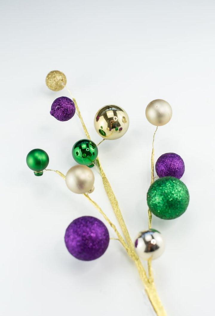 Mardi Gras wired ball ornament spray - Greenery MarketHalloweenHG3217