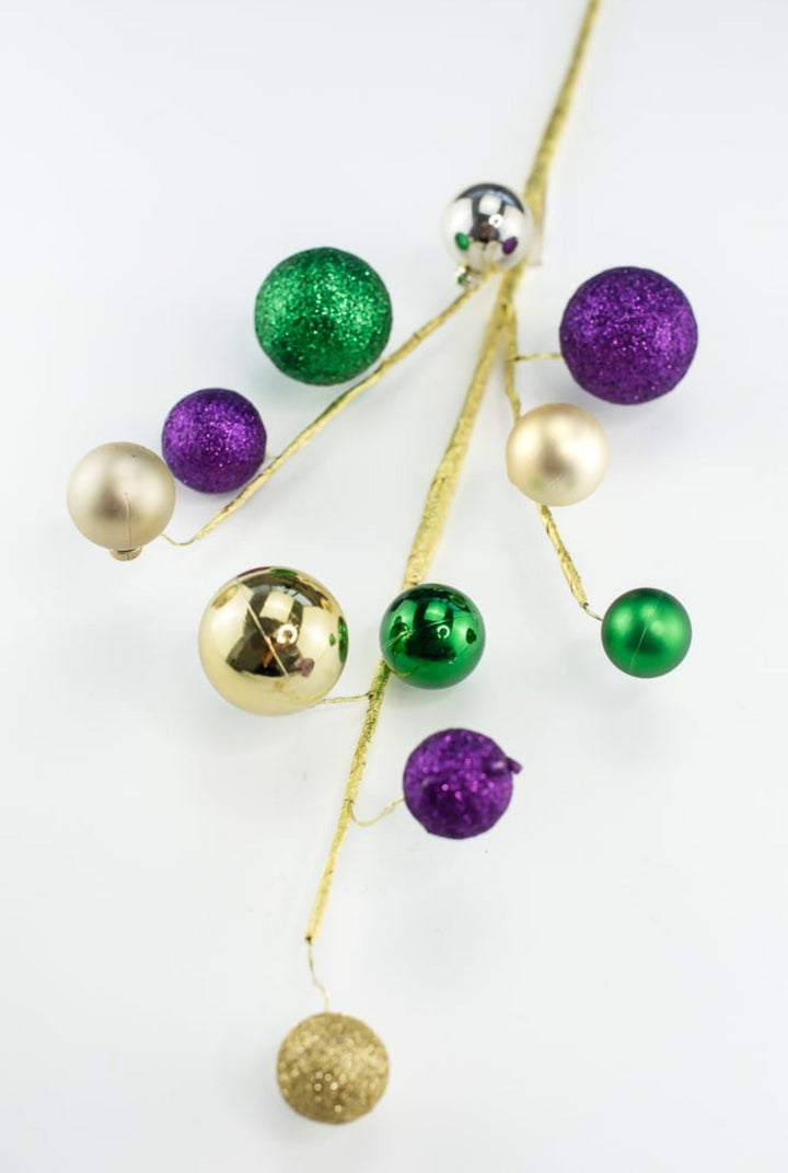 Mardi Gras wired ball ornament spray - Greenery MarketHalloweenHG3217