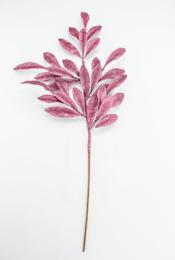Mauve Glitter Laurel Leaves Spray - Greenery Market86483MV