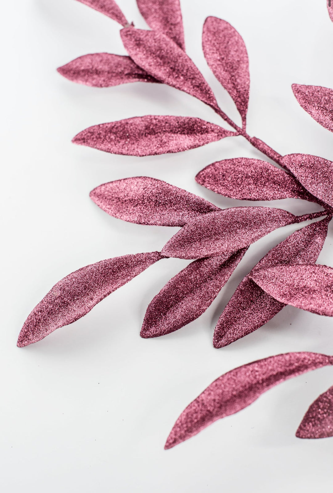Mauve Glitter Laurel Leaves Spray - Greenery Market86483MV
