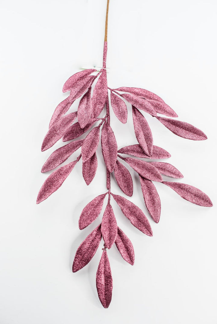 Mauve Glitter Laurel Leaves Spray - Greenery Market86483MV
