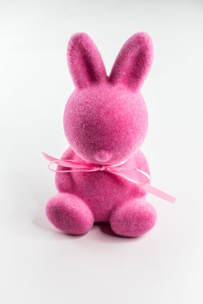 Medium Pink Flocked Bunny - 12