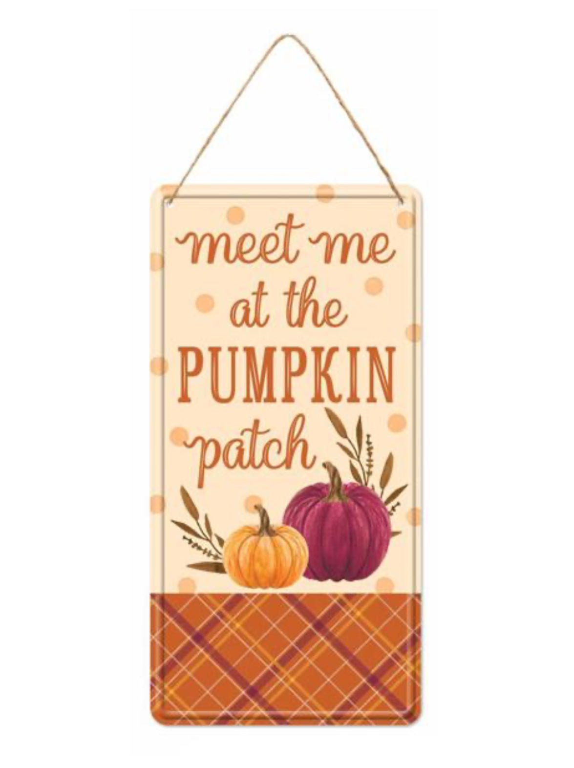 Meet me at the pumpkin patch fall sign embossed metal - Greenery Marketsigns for wreathsMD1219