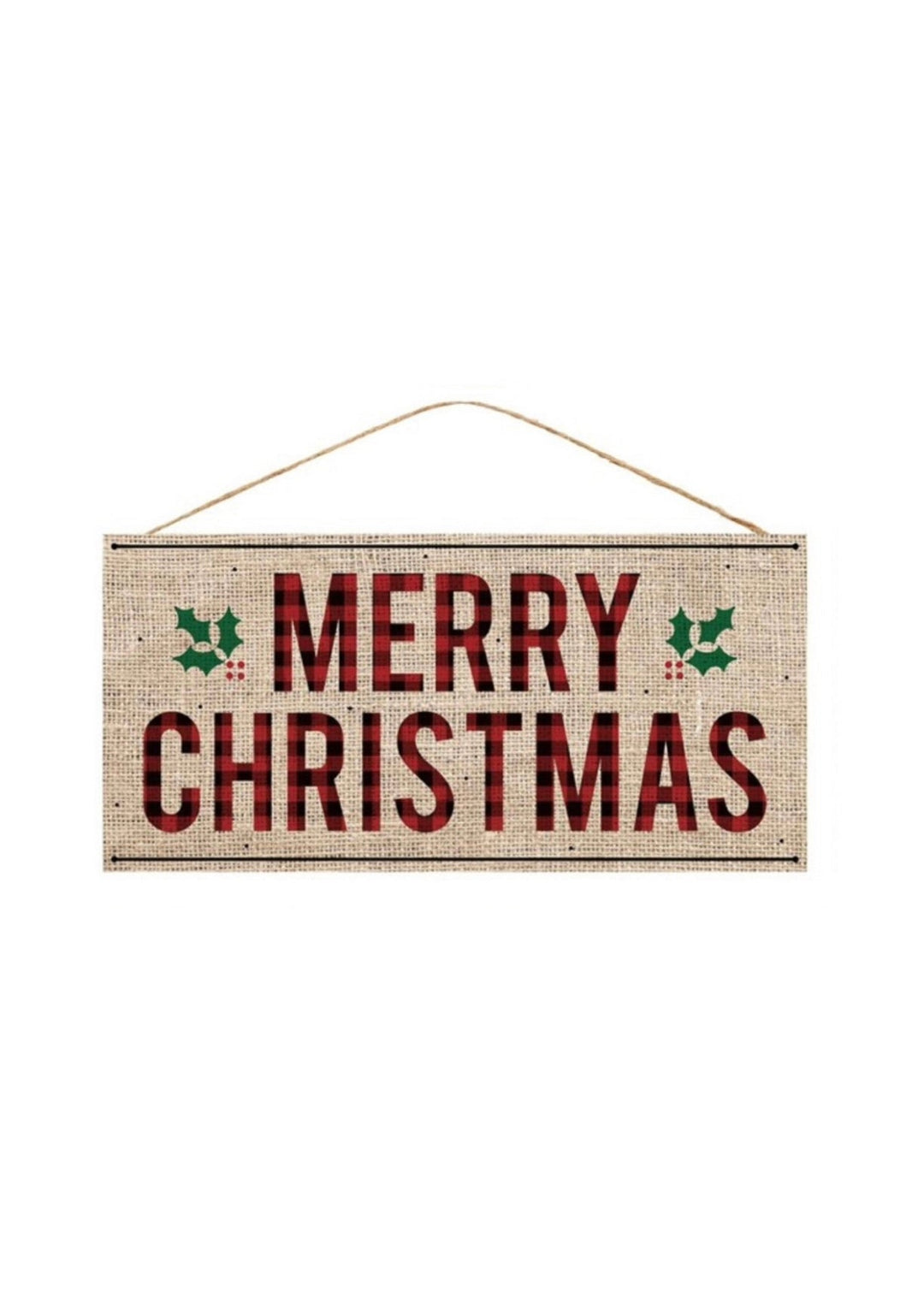 Merry Christmas plaid, holly sign - Greenery MarketWinter and Christmasap8478