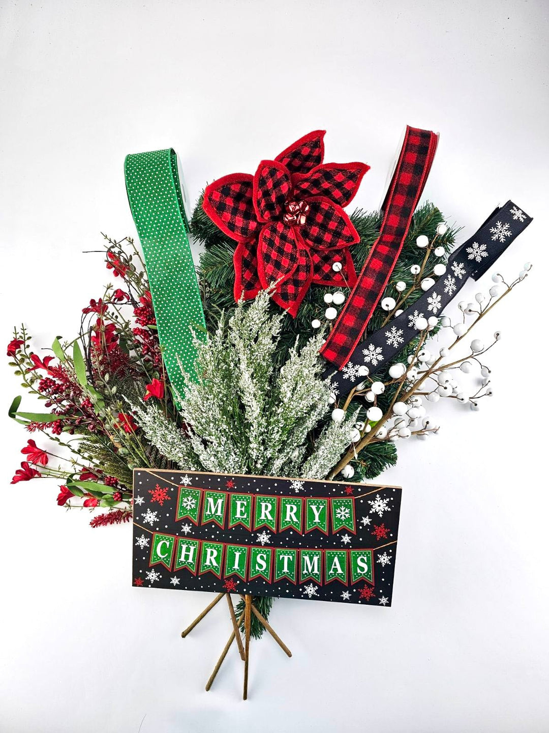 Merry Christmas red and black flannel kit with swag - Greenery Market