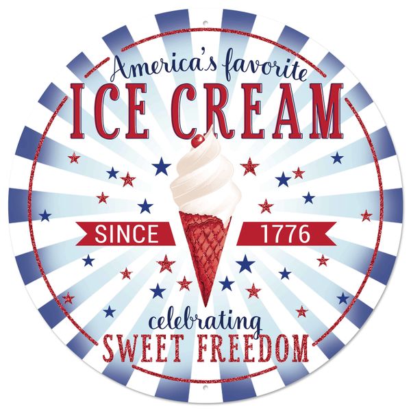 Metal America's Ice Cream Sign - 12" - Greenery MarketNovelty SignsMD1510