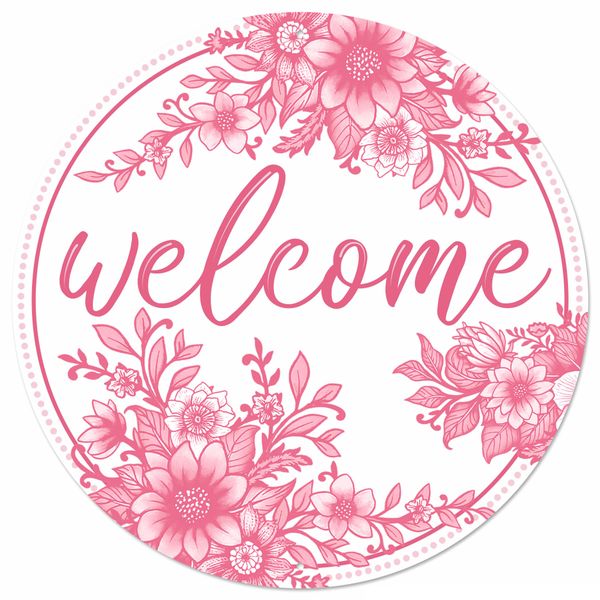 Metal Chinoiserie Welcome Sign - 12" - Greenery MarketNovelty SignsMD173622